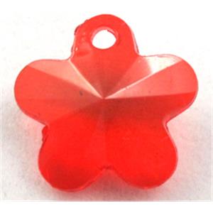 Acrylic pendant, flower, transparent, red, 19mm dia, approx 950pcs [PSAC32C08]