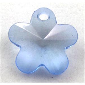 Acrylic pendant, flower, transparent, blue, 19mm dia, approx 950pcs [PSAC32C09]