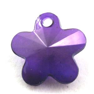 Acrylic pendant, flower, transparent, deep purple, 19mm dia, approx 950pcs [PSAC32C11]