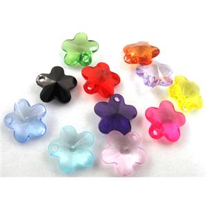 Acrylic pendant, flower, transparent, mixed color, 19mm dia, approx 950pcs [PSAC32MIX]