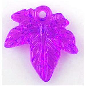 Acrylic pendant, transparent, purple leaf, 20x22mm [PSAC36C03]
