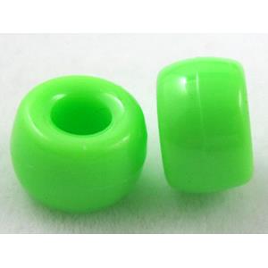 plastic beads, barrel, green, 9x6mm,4mm hole, approx 1950pcs [PSACBR01C04]