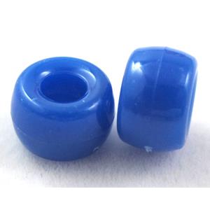 plastic beads, barrel, blue, 9x6mm,4mm hole, approx 1950pcs [PSACBR01C06]