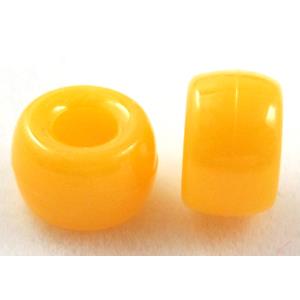 plastic beads, barrel, yellow, 9x6mm,4mm hole, approx 1950pcs [PSACBR01C07]