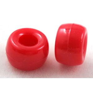 plastic beads, barrel, red, 9x6mm,4mm hole, approx 1950pcs [PSACBR01C08]