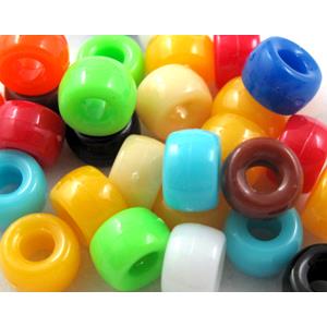 plastic beads, barrel, mixed color, 9x6mm,4mm hole, approx 1950pcs [PSACBR01MIX]