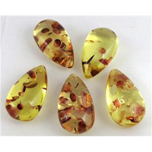 amber pendant, teardrop, yellow, approx 16x28mm [PSAM03]