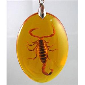 amber pendant, oval, golden, approx 36x52mm [PSAM06]