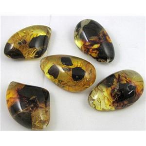 amber pendant, mixed shape, yellow, approx 24x40mm [PSAM07]