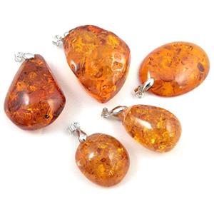 amber pendant, mixed shape, red, approx 16-40mm [PSAM11]