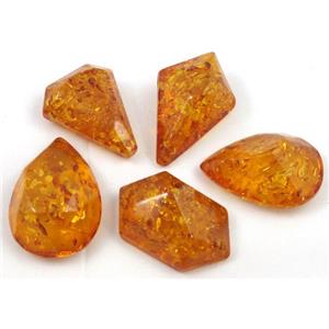amber pendant, freeform, faceted, orange, approx 24-40mm [PSAM14]