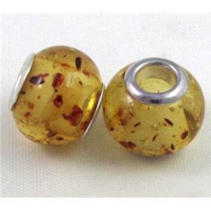 Amber Beads, NR, rondelle, yellow, approx 14.5mm dia, 5mm hole [PSAM20]