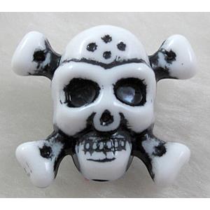 Antique Style Plastic Beads, Skull charm, 30x24mm, approx 300pcs [PSAS04]