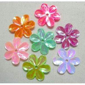 Plastic Flake, flower, mixed color, 15mm dia,thick 0.6mm [PSB210BR]