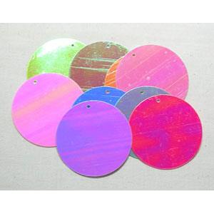 mixed Plastic Flake, flat-round, 40mm dia, thick:0.3mm [PSB221BR]