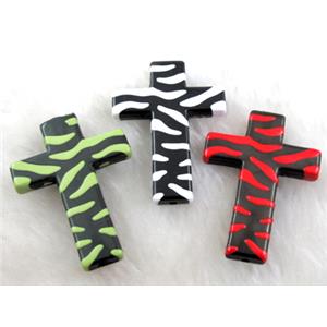 Zebra Resin Cross Beads Mixed, 32x43mm, approx 250pcs [PSCH036]