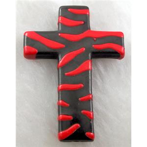 Zebra Resin Cross Beads Red, 32x43mm, approx 125pcs [PSCH036C04]