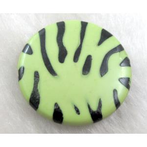 Zebra Resin Coin Beads Olive, 30mm dia, approx 125pcs [PSCH037C02]