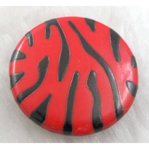 Zebra Resin Coin Beads Red, 30mm dia, approx 125pcs [PSCH037C04]