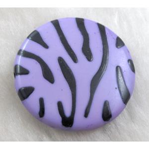 Zebra Resin Coin Beads Purple, 30mm dia, approx 125pcs [PSCH037C05]