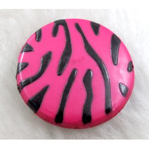 Zebra Resin Coin Beads Hotpink, 30mm dia, approx 125pcs [PSCH037C06]