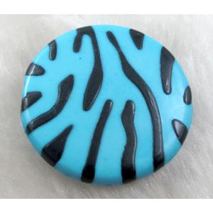 Zebra Resin Coin Beads Blue, 30mm dia, approx 125pcs [PSCH037C07]