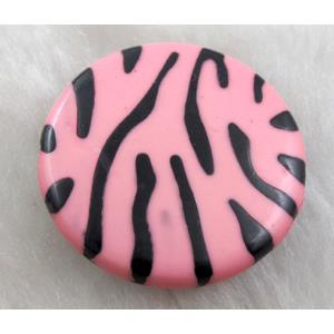 Zebra Resin Coin Beads Pink, 30mm dia, approx 125pcs [PSCH037C08]