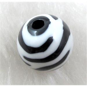 Round Resin Beads Zebra White, 12mm dia, approx 535pcs [PSCH039C01]