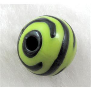 Round Resin Beads Zebra Olive, 16mm dia [PSCH039C02-16MM]