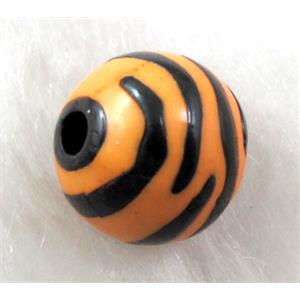 Round Resin Beads Zebra Orange, 12mm dia, approx 535pcs [PSCH039C03]