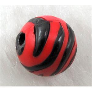 Round Resin Beads Zebra Red, 20mm dia [PSCH039C04-20MM]