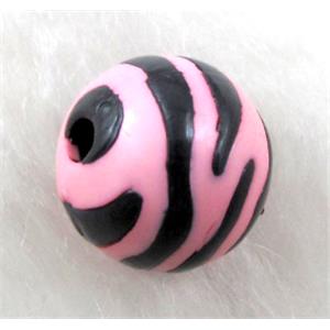 Round Resin Beads Zebra Pink, 12mm dia, approx 535pcs [PSCH039C08]
