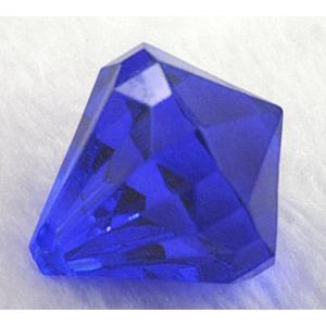 Transparent Acrylic Diamond Pendant, blue, 35mm dia, approx 80pcs [PSD01C02]