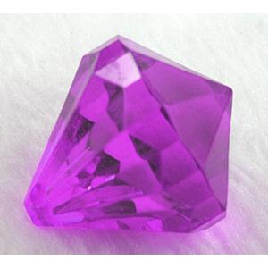 Transparent Acrylic Diamond Pendant, hotpink, 35mm dia, approx 80pcs [PSD01C04]