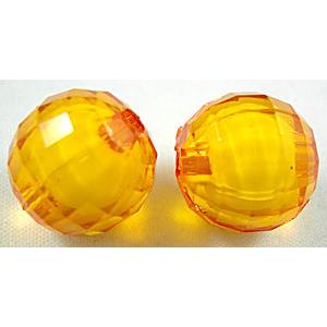 Acrylic Beads, faceted round, golden, 16mm dia, approx 210pcs [PSFR004-33]