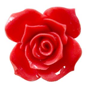 resin bead, rose-flower, red, 40mm dia, two hole [PSLT02]