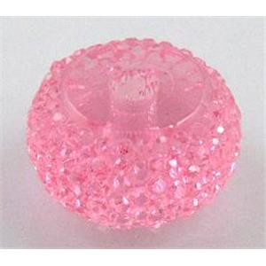 resin rhinestone bead, rondelle, pink, 12mm dia [PSLT10-12MM]