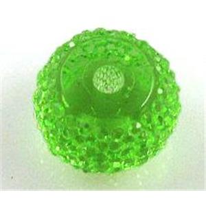 resin rhinestone bead, rondelle, green, 8mm dia [PSLT12-8MM]