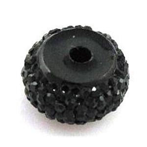 resin rhinestone bead, rondelle, black, 8mm dia [PSLT14-8MM]
