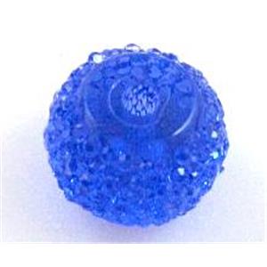 resin rhinestone bead, rondelle, blue, 8mm dia [PSLT15-8MM]