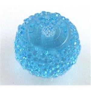 resin rhinestone bead, rondelle, aqua, 12mm dia [PSLT16-12MM]