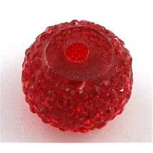 resin rhinestone bead, flat round, red, 8mm dia [PSLT18-8MM]