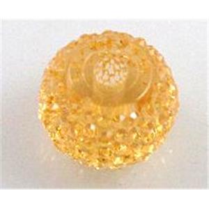 resin Rhinestone bead, flat round, gold, 12mm dia [PSLT19-12MM]