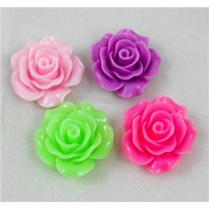 resin bead, rose, flat back, approx 20mm dia [PSLT28]