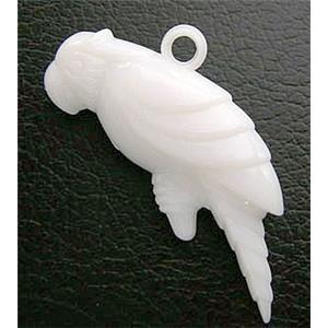 Plastic pendant, parrot, white, about 15x40mm, approx 200pcs [PSP009]
