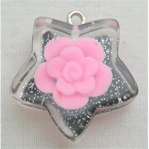 Plastic Pendant Beads, star, flower, 20mm dia [PSP010]