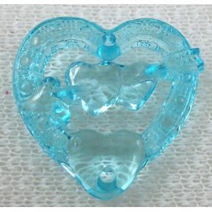 Acrylic bead pendant, heart, aqua, approx 21x26mm, 300pcs [PSP020C04]