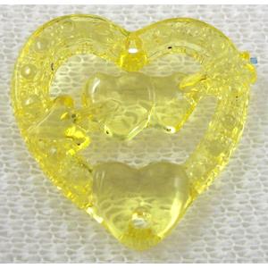 Acrylic bead pendant, heart, yellow, approx 21x26mm, 300pcs [PSP020C08]