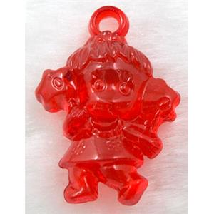 Acrylic pendant, angel, red, approx 22x32mm, 190pcs [PSP021C02]