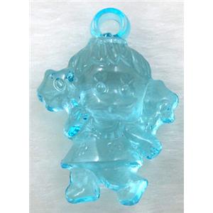 Acrylic pendant, angel, aqua, approx 22x32mm, 190pcs [PSP021C03]